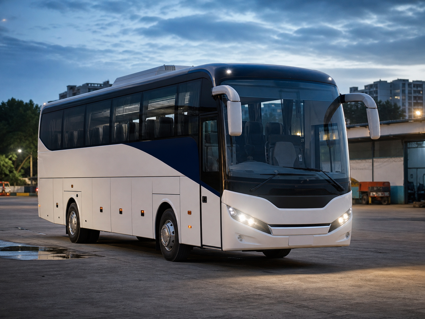 Intercity coach on a night run